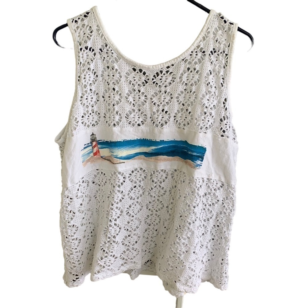 Vintage Madalana Swim Cover Up Swimsuit Lighthouse Ocean Beach Vacation